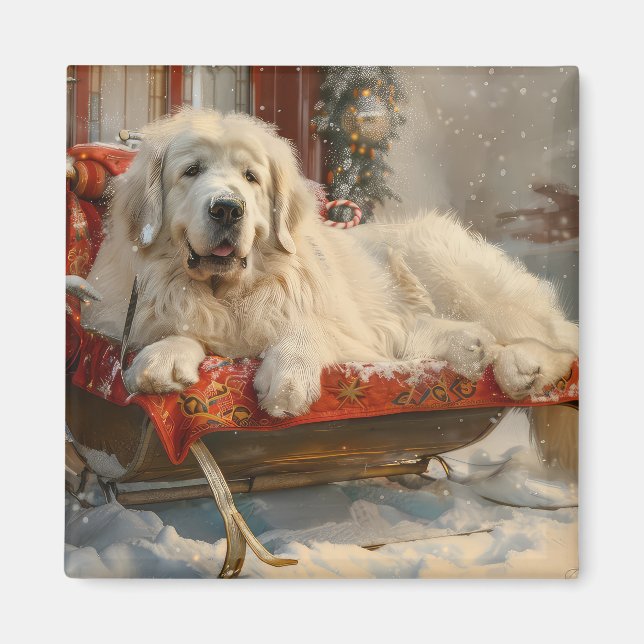 Aimant Fête de Noël des Chiens des Pyrénées (Devant)