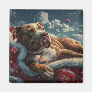Aimant Fête de Noël du chien Pitbull
