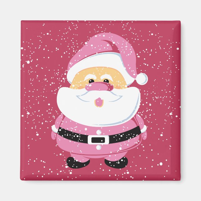 Aimant Fête de Noël du Père Noël rose doux (Devant)