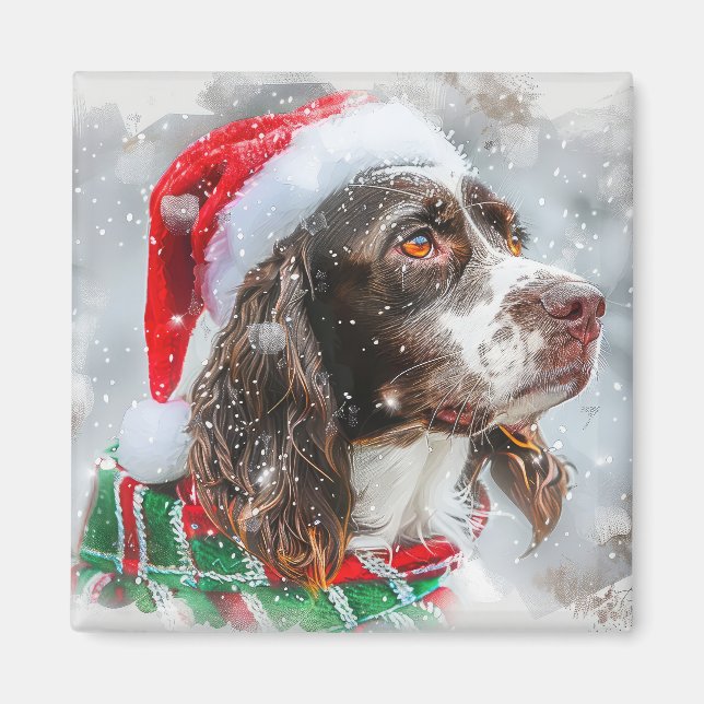 Aimant Fête de Noël Springer Spaniel Dog (Devant)