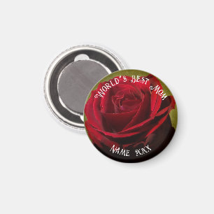 Aimant Fête des mères Rose rouge texturée
