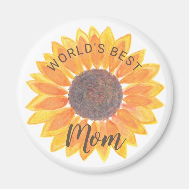 Aimant Fête des Mères Sunflower Monde de la meilleure mam (Devant)