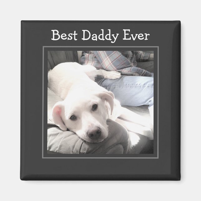 Aimant Fête des pères Meilleur Papa Jamais mignonne Chien (Devant)