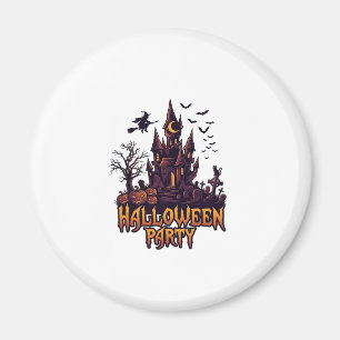 Aimant Fête d'Halloween Château Hanté Citrouilles Chauves