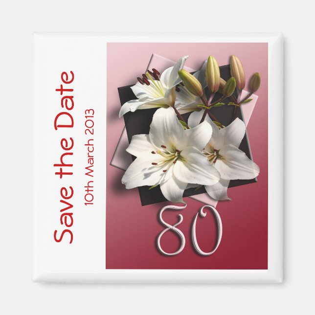 Aimant Fête du 80e anniversaire Enregistrer l'aimant de l (Devant)