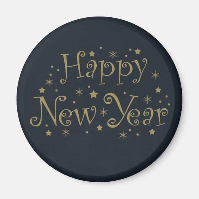 Aimant fête du nouvel an heureux (Devant)
