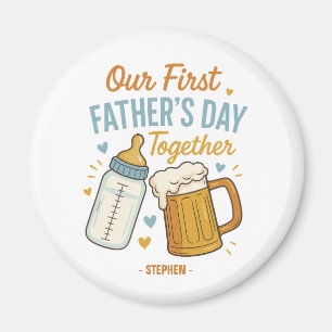 Aimant Fête du Premier Père ensemble - Bière et Bouteille