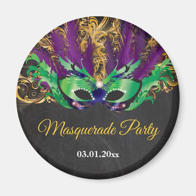 Aimant Fête Mascarade Magique Nuit Verte Purple Or (Devant)