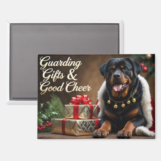 Aimant Fête Rottweiler Noël (Recto/Verso)