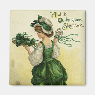 Aimant Fête vintage de la St Patrick, Shamrock verte