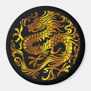 Aimant Feu Doré : Gravure d'un Dragon