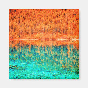 Aimant Feuillage d'automne orange bleu vert vert arbre d'