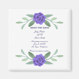 Aimant Feuillage Floral Bleu Violet Économisez La Date