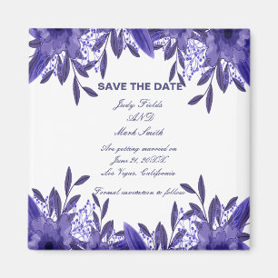 Aimant Feuillage Floral Bleu Violet Économisez L'Aimant D