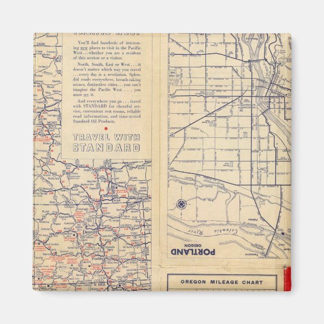Aimant Feuille de route de l'Oregon (Devant)