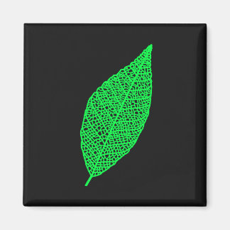 Aimant Feuille squelette ligne d'art noir et vert