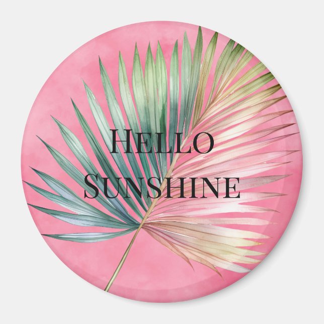 Aimant Feuille tropicale rose verte (Devant)