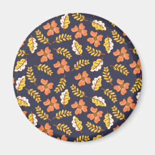 Aimant Feuilles d'automne en chute chaude avec fleurs