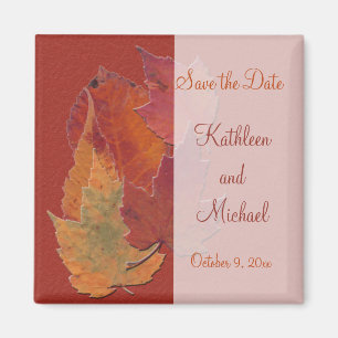 Aimant Feuilles d'automne Enregistrer l'aimant de date