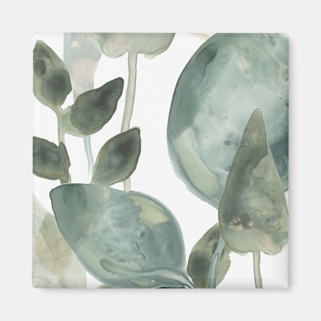Aimant Feuilles d'eau - Aquarelle (Devant)