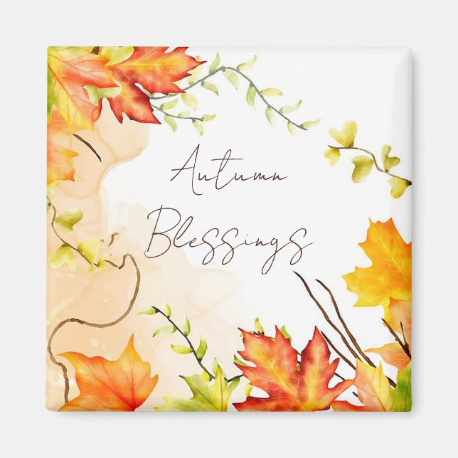 Aimant Feuilles d'érable d'automne avec texte personnalis (Devant)