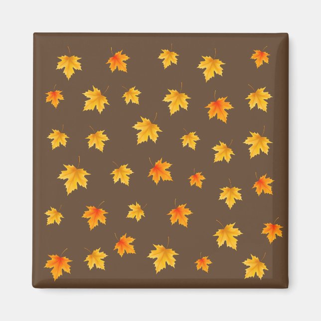 Aimant Feuilles d'érable sur fond marron (Devant)