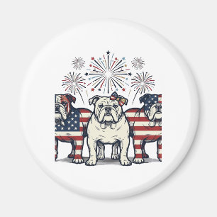 Aimant Feux d'artifice de Bouledogue patriotique Gravure 