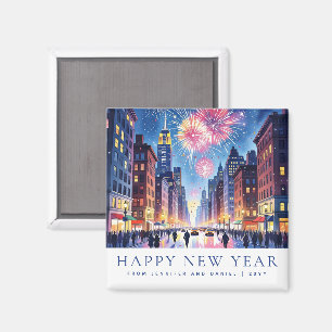 Aimant Feux d'artifice personnalisés Bonne Année New York
