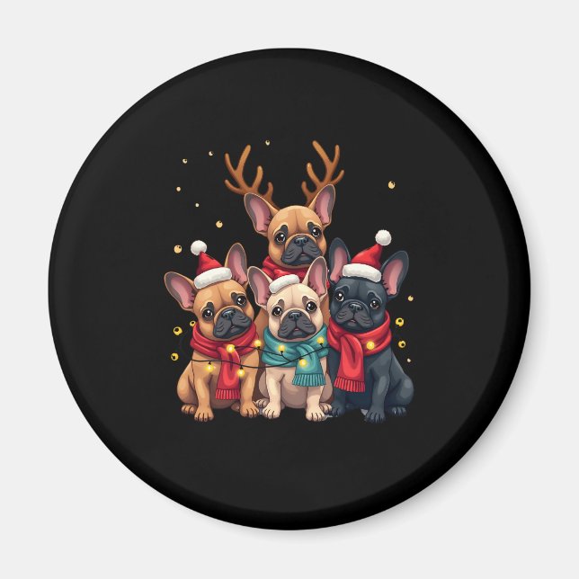 Aimant Feux de Noël Chien-taureaux français Noël Chien-fr (Devant)