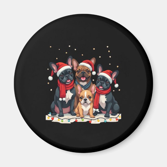 Aimant Feux de Noël Chien-taureaux français Noël Chien-fr (Devant)