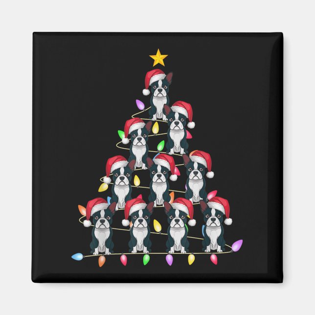 Aimant Feux de Noël Hommes Femmes Père Noël Boston Terri (Devant)