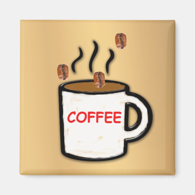 Aimant Fèves de café et Mug (Devant)