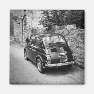 Aimant FIAT 500 voiture en noir et blanc