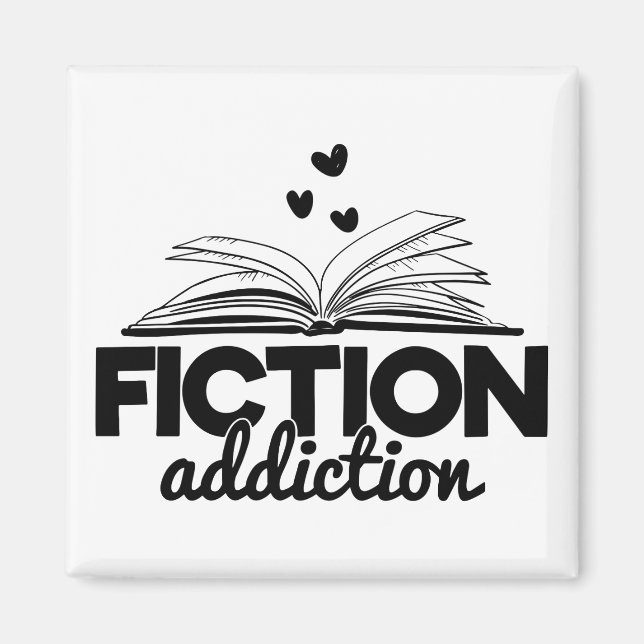 Aimant Fiction Addiction Bookworm Reading Quote Book (Devant)
