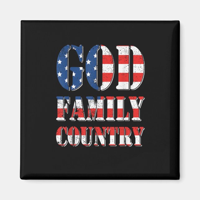 Aimant Fier Américain US Drapeau Dieu Famille Pays (Devant)