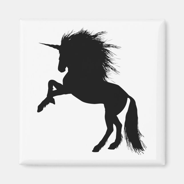 Aimant Fier noir Unicorne Silhouette Imaginaire Animal, Z (Devant)