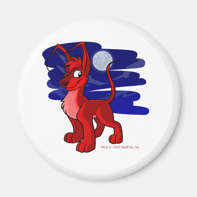 Aimant Fier rouge Gelert par lune (Devant)