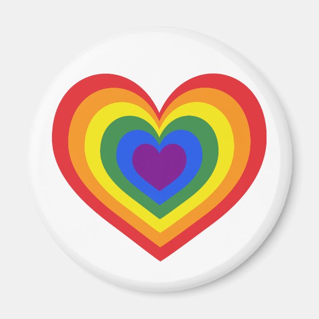 Aimant Fierté LGBTQ Coeur arc-en-ciel (Devant)