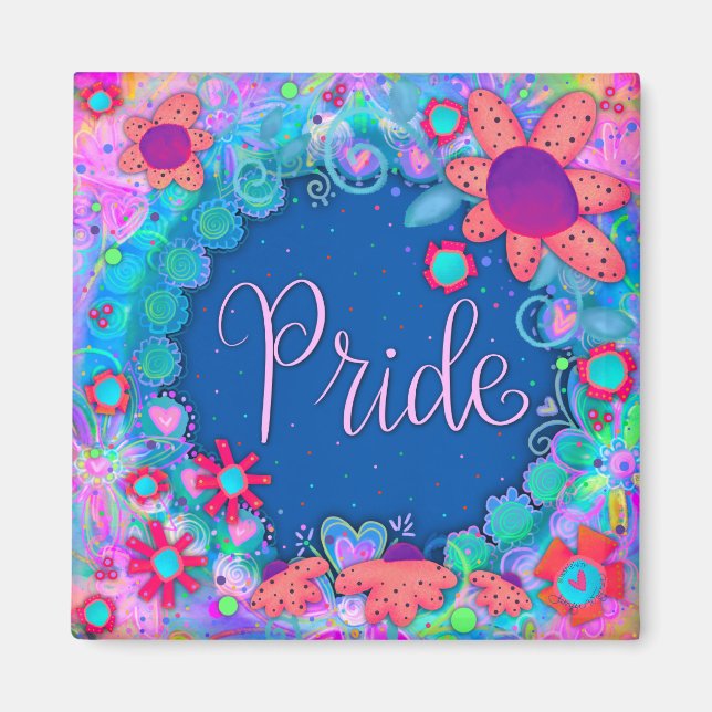 Aimant Fierté Plutôt amusant Colorful Floral Inspirivity (Devant)