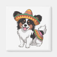 Fiesta Papillon Chien portant Sombrero et Sarape