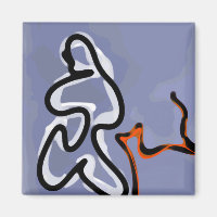 Figure avec Feline : bleu Abstrait, orange, B & W