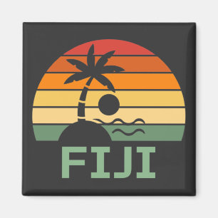 Aimant Fiji Vintage Palm Trees Summer Beach