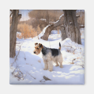 Aimant Fil Fox Terrier Laisser neiger Noël