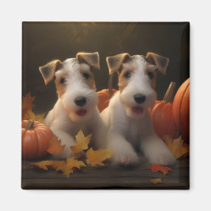 Aimant Fil Fox Terrier Puppy Automne Citrouille de plaisi