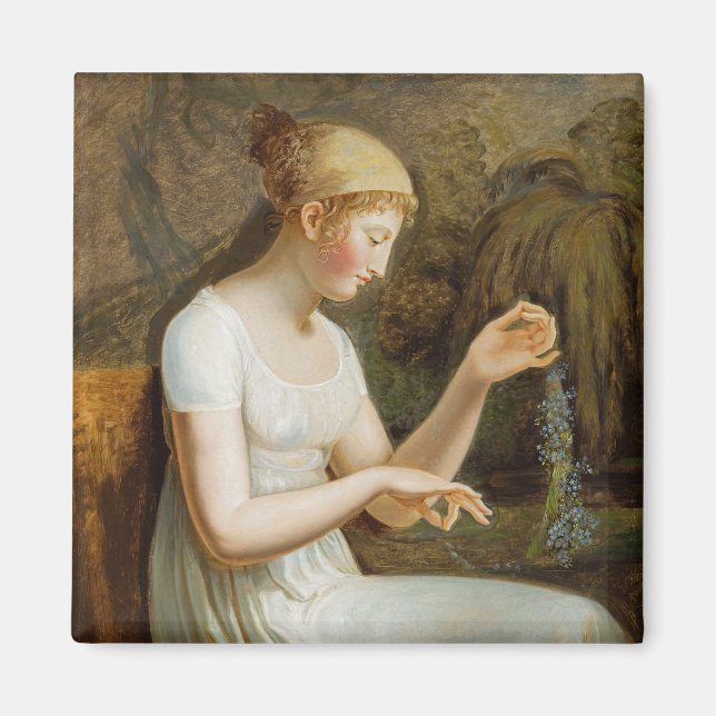 Aimant Fille aux fleurs (Devant)