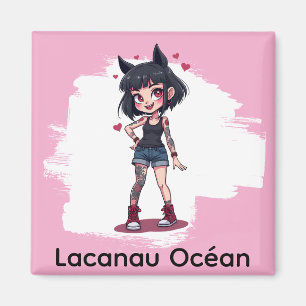 Aimant Fille aux tatouages style cartoon