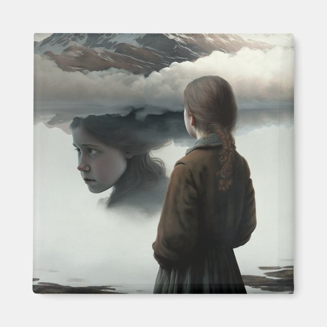 Aimant Fille avec des nuages (Devant)