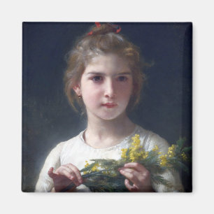 Aimant Fille avec Mimosa, Bouguereau