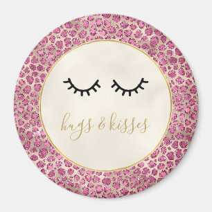 Aimant Fille Black Eyelashes Empreinte de léopard rose or