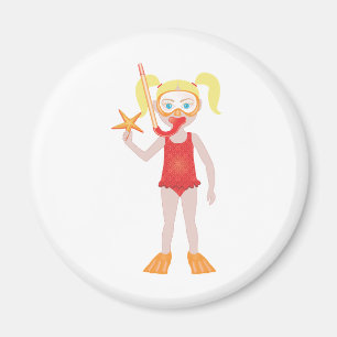 Aimant Fille Blonde au Tubà masque
